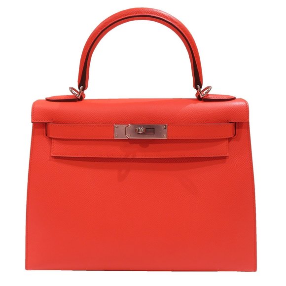 HERMES Handbags - HERMES Kelly 28 Outer Stitching Handbag Rose Texas/Silver Hardware Epson U St...
